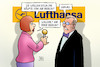 Cartoon: Air-Berlin-Hälfte (small) by Harm Bengen tagged air,berlin,hälfte,luftfahrtgesellschaft,lufthansa,fluggesellschaft,übernahme,pleite,insolvenz,harm,bengen,cartoon,karikatur