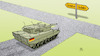 Cartoon: Am Scheideweg (small) by Harm Bengen tagged eskalation,scheideweg,strasse,kreuzung,wegweiser,leopard,panzer,krieg,ukraine,russland,harm,bengen,cartoon,karikatur