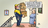 Cartoon: Amazon-Protest (small) by Harm Bengen tagged päckchen,autorenprotest,autoren,protest,amazon,verlage,rabatte,postbote,internetversand,harm,bengen,cartoon,karikatur