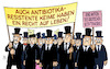 Cartoon: Antibiotikaresistent (small) by Harm Bengen tagged bestatterwesen,totengräber,krankenhaus,gesundheit,tod,antibiotikaresistente,keime,recht,leben,demonstration,harm,bengen,cartoon,karikatur