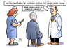 Cartoon: Aufrecht (small) by Harm Bengen tagged tor,arzt,krankenschwester,verband,kopf,entlassung,justizministerium,innernministerium,bundesamt,verfassungsschutz,bauernopfer,innenminister,justizminister,maas,de,maiziere,zurücktreten,rücktritt,maassen,landesverrat,geheimnisverrat,range,generalbundesanwa