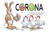 Cartoon: Corona aufgehübscht (small) by Harm Bengen tagged aufgehübscht,ostereier,anmalen,hase,osterhase,hühner,huhn,tuschkasten,ostern,corona,coronavirus,ansteckung,pandemie,epidemie,krankheit,schaden,harm,bengen,cartoon,karikatur