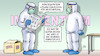 Cartoon: Drittimpfung (small) by Harm Bengen tagged biontech,pfizer,zulassung,drittimpfung,sicherer,arbeitsplatz,mutation,variante,corona,impfzentrum,impfen,zeitung,lesen,harm,bengen,cartoon,karikatur