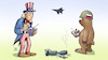 Cartoon: Drohnen-Absturz (small) by Harm Bengen tagged drohnen,absturz,mig,kampfjet,uncle,sam,bär,fernbedienung,fernsteuerung,krieg,ukraine,russland,harm,bengen,cartoon,karikatur