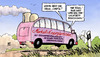 Cartoon: Energiereise (small) by Harm Bengen tagged energiereise energie reise merkel kanzlerin chefin akw kernkraft laufzeit laufzeitdiskussion eon rwe enbw vattenfall wind windrad windenergie solar wasserkraft kraft bus straße