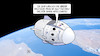 Cartoon: Erste Deutsche im All (small) by Harm Bengen tagged erste,deutsche,frau,all,aprilscherz,astronautin,spacex,dragon,weltraum,weltall,gleichberechtigung,rabea,rogge,harm,bengen,cartoon,karikatur