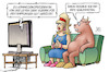 Cartoon: EU gerüstet (small) by Harm Bengen tagged eu,kommissionspräsidentin,von,der,leyen,europa,drittimpfungen,gerüstet,tv,stier,pessimismus,harm,bengen,cartoon,karikatur