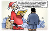 Cartoon: Gabriel-Bescherung (small) by Harm Bengen tagged gabriel,bescherung,spd,sigmar,kindergeldkürzung,eu,ausländer,rechtspopulistisch,frauke,petry,afd,weihnachtsmann,weihnachten,harm,bengen,cartoon,karikatur