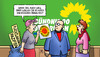 Cartoon: Grünmüll (small) by Harm Bengen tagged veggie,day,pazifismus,flüchtlingspolitik,asyl,atomkraft,kernkraft,grüne,partei,prinzipien,parteitag,bundesdelegiertenkonferenz,waffenlieferungen,harm,bengen,cartoon,karikatur