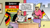 Cartoon: Halbmast (small) by Harm Bengen tagged halbmast fahne flagge wm em fußball weltmeisterschaft deutschland spielen verlieren löw zeitung sekretärin chef diktat