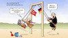 Cartoon: Hochschaukeln (small) by Harm Bengen tagged hochschaukeln,spielplatz,deutschland,versammlungsfreiheit,pressefreiheit,auftritte,türkische,ministerpräsident,justizminister,wirtschaftsministers,türkei,erdogan,referendum,akp,diktatur,harm,bengen,cartoon,karikatur