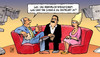 Cartoon: Integrationsdebatte (small) by Harm Bengen tagged integrationsdebatte,integration,debatte,böhmer,deutschland,ausländer,zuzug,islam,religion,scharia,talkshow,tv,stuttgart,21,s21,widerstand,kopfbahnhof,umbau,protest