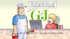 Cartoon: Job-Abbau Gruner und Jahr (small) by Harm Bengen tagged bertelsmann,rtl,stellen,zeitschriftentitel,streichen,maler,job,abbau,entlassungen,gruner,jahr,wirtschaft,harm,bengen,cartoon,karikatur