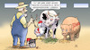 Cartoon: Kennzeichnungspflicht (small) by Harm Bengen tagged kennzeichnungspflicht,unverpacktes,fleisch,bauer,farbe,pinsel,huhn,kuh,rind,schwein,stall,harm,bengen,cartoon,karikatur