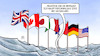 Cartoon: Klimaclub 2052 (small) by Harm Bengen tagged hauptversammlung,2052,klimaclubs,meer,wasser,fahnen,klimawandel,meeresspiegel,anstieg,g7,schloss,elmau,harm,bengen,cartoon,karikatur