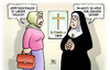 Cartoon: Kopftuchstreit (small) by Harm Bengen tagged kopftuchtragen,kopftuchstreit,kopftuchverbot,erlaubt,lehrerin,religionsfreiheit,urteil,schule,bverfg,nonne,kirche,harm,bengen,cartoon,karikatur