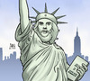 Cartoon: Kuba-USA (small) by Harm Bengen tagged kuba,usa,che,guevara,miss,liberty,freiheitsstatue,harm,bengen,cartoon,karikatur