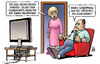 Cartoon: Mantel (small) by Harm Bengen tagged mantel,tschernobyl,reaktor,atomunfall,atomkraft,supergau,radioaktiv,sarkophag,mann,frau,tv,harm,bengen,cartoon,karikatur