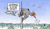 Cartoon: Mappus u. Stuttgart 21 (small) by Harm Bengen tagged stuttgart,21,mappus,ministerpräsident,wasserwerfer,wasserpistole,fernsehturm,jet,kampfjet,flugzeug,abschießen,kingkong,rech,innenminister,polizeieinsatz,bahn,grube