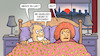 Cartoon: MwSt-Senkung in Kraft (small) by Harm Bengen tagged mehrwertsteuer,gesunken,mwst,senkung,bett,morgen,aufwachen,konjunkturpaket,harm,bengen,cartoon,karikatur