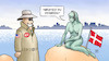 Cartoon: NSA und Dänemark (small) by Harm Bengen tagged nsa,usa,dänemark,denmark,kleine,meerjungfrau,little,mermaid,denkmal,geheimdienst,abhören,mithören,kopenhagen,harm,bengen,cartoon,karikatur