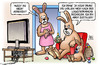 Cartoon: Oster-Zusteller (small) by Harm Bengen tagged arbeiten,streik,logistikbranche,zusteller,amazon,dhl,post,ostern,osterhase,tv,kind,eier,fest,harm,bengen,cartoon,karikatur