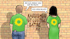 Cartoon: Palmer-Rassismus (small) by Harm Bengen tagged palme,palmer,rassismus,satire,aogo,lehmann,baerbock,habeck,grüne,graffiti,wand,mauer,parteiausschluss,harm,bengen,cartoon,karikatur