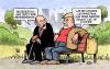 Cartoon: Rentengarantie (small) by Harm Bengen tagged rentengarantie,rente,garantie,bundesregierung,kabinett,olaf,scholz,arbeitsminister,norbert,blüm,sicher,bank,park,rentner