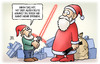 Cartoon: Ruten-Ersatz (small) by Harm Bengen tagged rute,drohen,ersatz,weihnachtsmann,wichtel,geschenke,lichtschwert,star,wars,starwars,film,macht,harm,bengen,cartoon,karikatur