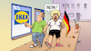 Cartoon: Schweden vs. Deutschland (small) by Harm Bengen tagged ikea,schweden,deutschland,frauen,em,europameisterschaft,niederlage,fußball,harm,bengen,cartoon,karikatur
