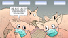Cartoon: Schweinepest (small) by Harm Bengen tagged alte,sau,schweinepest,brandenburg,leugnerin,stall,schweine,hausschweine,wildschweine,corona,maske,harm,bengen,cartoon,karikatur