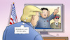 Cartoon: Seelenverwandte (small) by Harm Bengen tagged trump kim jong un usa nordkorea krieg drohungen raketen tv harm bengen cartoon karikatur