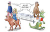 Cartoon: Siko-2020-Ergebnis (small) by Harm Bengen tagged siko,sicherheitskonferenz,münchen,usa,europa,stier,russland,bär,china,drache,idioten,harm,bengen,cartoon,karikatur