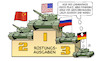Cartoon: Sipri-Rüstungsausgaben (small) by Harm Bengen tagged undankbare,vierte,platz,deutschland,usa,china,russland,rüstungsausgaben,panzer,treppchen,siegerpodest,harm,bengen,cartoon,karikatur