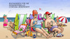 Cartoon: Sommerwelle (small) by Harm Bengen tagged buchungen,sommerwelle,corona,reserviert,reservierungen,handtuch,strand,lauterbach,warnung,inzidenz,virus,harm,bengen,cartoon,karikatur