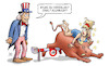 Cartoon: Strafzollschranke (small) by Harm Bengen tagged strafzollschranke,grenze,verzollen,stahl,aluminium,usa,europa,stier,schlagbaum,handelskrieg,uncle,sam,harm,bengen,cartoon,karikatur