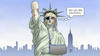 Cartoon: Tag der Erlösung (small) by Harm Bengen tagged erlösung,verletzungen,freiheitsstatue,liberty,usa,amtseinführung,biden,trump,harm,bengen,cartoon,karikatur