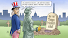 Cartoon: Trump-Rückkehr (small) by Harm Bengen tagged trump,rückkehr,republikaner,partei,grab,friedhof,uncle,sam,freiheitsstatue,liberty,pflock,herz,zombie,präsidentschaft,harm,bengen,cartoon,karikatur