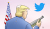 Cartoon: Trump und Twitter (small) by Harm Bengen tagged trump,twitter,vogelschiss,gewehr,waffe,usa,harm,bengen,cartoon,karikatur