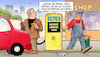 Cartoon: Umtauschprämien (small) by Harm Bengen tagged umtauschprämie,kassieren,tankstelle,software,updates,scheuer,diesel,umrüstungen,automobilindustrie,abgasskandal,harm,bengen,cartoon,karikatur