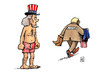 Cartoon: US-Schulden und Rating (small) by Harm Bengen tagged rating,ratingagentur,agentur,krise,finanzkrise,finanzen,schulden,schuldenkrise,moodys,standard,poors,fitch,usa,obama,haushalt,verschuldung,uncle,sam,kleidung,amerika