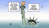 Cartoon: US-Schuldenstreit (small) by Harm Bengen tagged usa schuldenkrise schuldenstreit staatsverschuldung schulden krise demokraten republikaner regierung praesident obama boehner schuldengrenze zahlungsunfaehigkeit weltwirtschaft ratingagenturen kongress senat loriot ente wasser freiheitsstatue