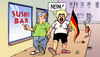 Cartoon: WM-Aus (small) by Harm Bengen tagged wm,aus,ende,ausscheiden,niederlage,verloren,verlieren,weltmeisterschaft,worldcup,fußball,frauen,frauenfußball,deutschland,japan,fahne,trikot