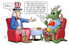 Cartoon: Zoll für China (small) by Harm Bengen tagged zoll,china,usa,uncle,sam,drache,staatsschuldung,verschuldung,kredite,wirtschaft,harm,bengen,cartoon,karikatur
