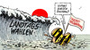 Cartoon: Zurückrudern (small) by Harm Bengen tagged zurückrudern,japan,tsunami,welle,erdbeben,atomkraft,atomkraftwerke,kernkraft,deutschland,cdu,csu,fdp,merkel,westerwelle,röttgen,tigerente,regierung,koalition,landtagswahlen,angst,laufzeitverlängerung,galeere,ruder,meer,see