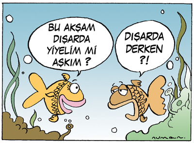 Cartoon: Eating out (medium) by cizofreni tagged eating,out,fish,sea,dinner,balik,yemek