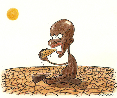 Cartoon: Hunger (medium) by cizofreni tagged aclik,hunger,africa,afrika,food,desert,drought,gida