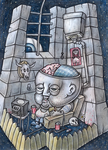 Cartoon: Lobotomy (medium) by vladan tagged lobotomy,tv,brain,fast,food