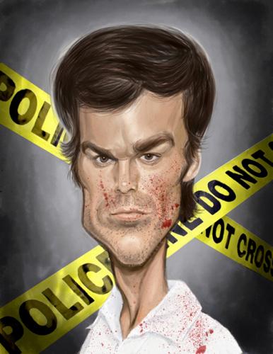 Cartoon: Dexter (medium) by markdraws tagged dexter,serial,murderer,murder,horror,caricature,illustration,paint,painting,digital,humor,michael,hall