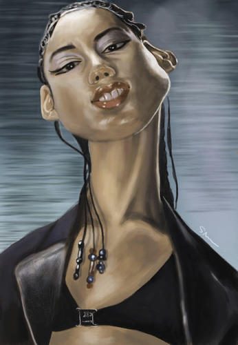 Cartoon: Alicia Keys (medium) by jonesmac2006 tagged caricature